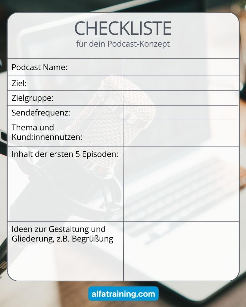 Checkliste, für dein Podcast-Konzept