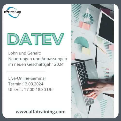 Seminar Lohn Und Gehalt Datev alfatraining.com | Link in Bio | DATEV Lohn-und Gehalt neu 2024